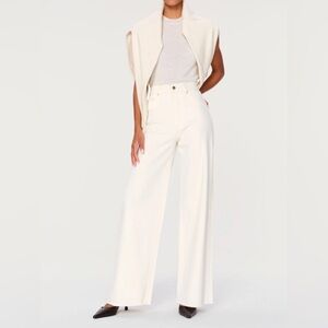 DL1961 Women's Hepburn High Rise Wide Leg Jeans in Eggshell